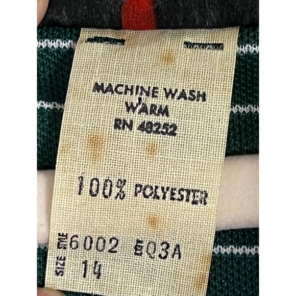 Vintage One Way Striped Dress 14 Green Retro Mod Classic Chic Preppy Active 70s - Picture 9 of 10